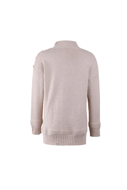 Creamtopmall Stand Collar Slit Knit Sweater