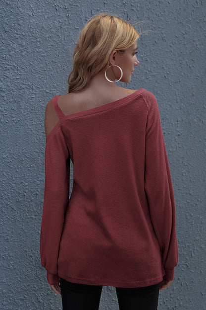 Creamtopmall Off Shoulder Loose Long Sleeve Top