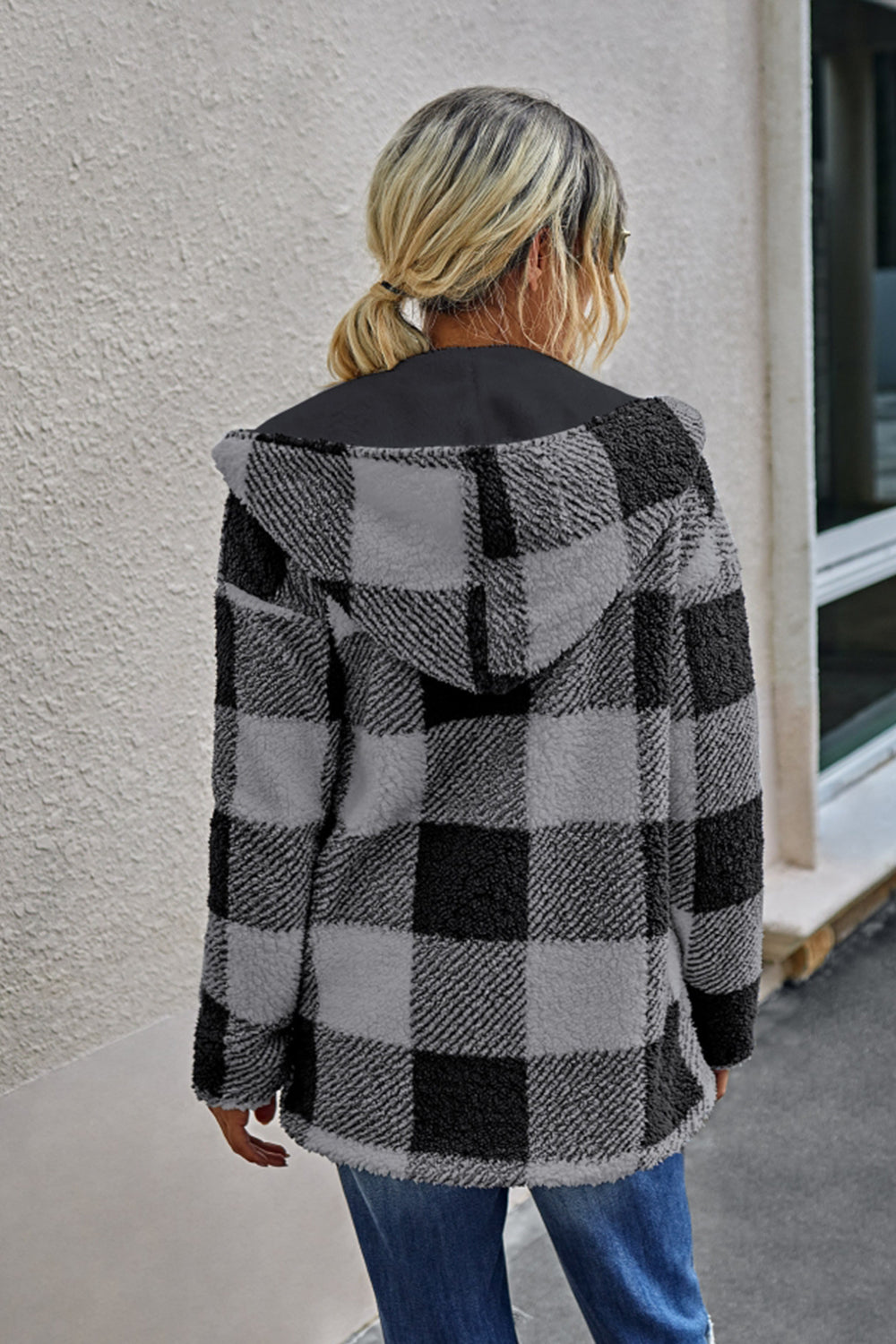 Creamtopmall Both Sides Wearable Plaid Plush Coat