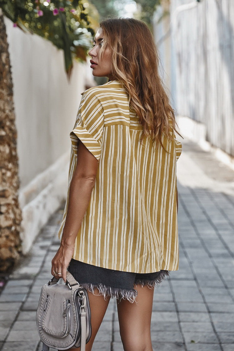 Creamtopmall Striped Short Sleeve Shirt