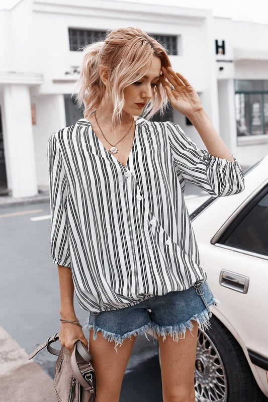 Creamtopmall Striped Buttons Shirt