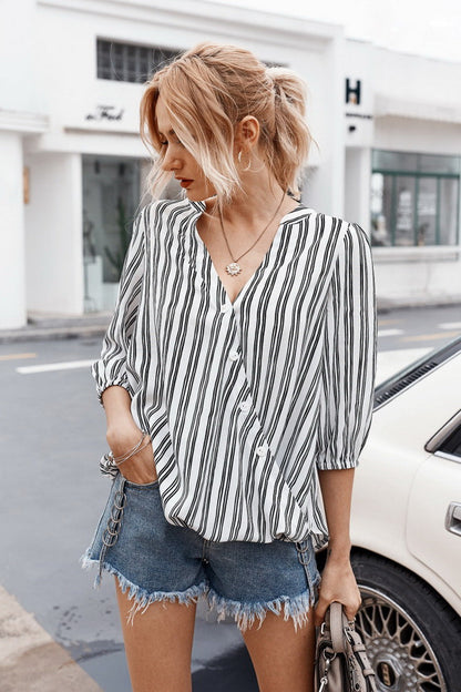 Creamtopmall Striped Buttons Shirt