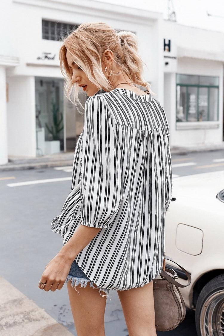 Creamtopmall Striped Buttons Shirt