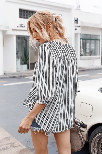 Creamtopmall Striped Buttons Shirt