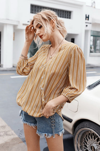 Creamtopmall Striped Buttons Shirt