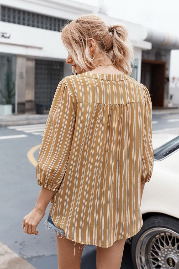 Creamtopmall Striped Buttons Shirt