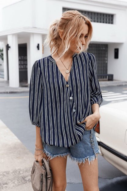 Creamtopmall Striped Buttons Shirt