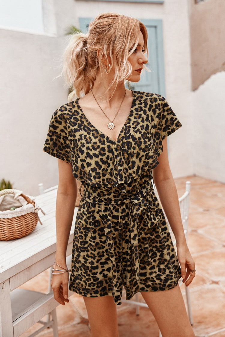 creamtopmall Leopards Ruffled Romper