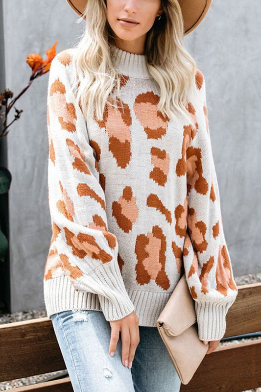 Creamtopmall Medium Collar Leopard Sweater