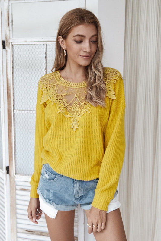 Creamtopmall Stitching Lace Sweater