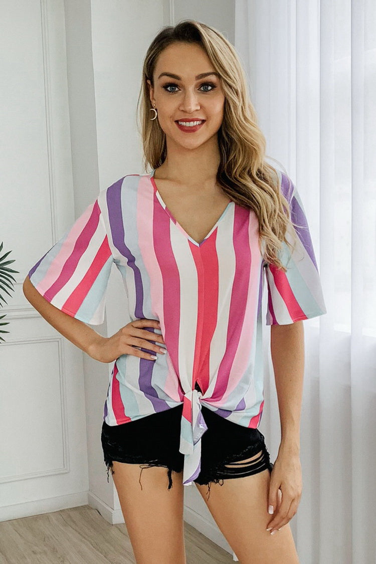 Creamtopmall Rainbow Striped T-Shirt