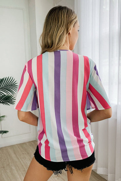 Creamtopmall Rainbow Striped T-Shirt