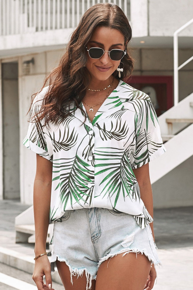 Creamtopmall Plants Printed Shirt