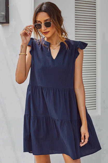 Creamtopmall Pleated Layered Dress