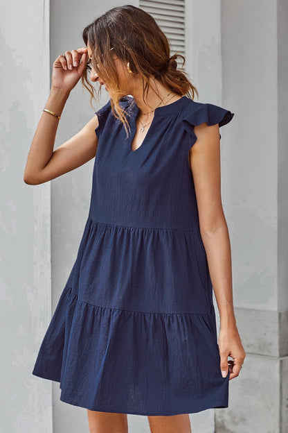 Creamtopmall Pleated Layered Dress