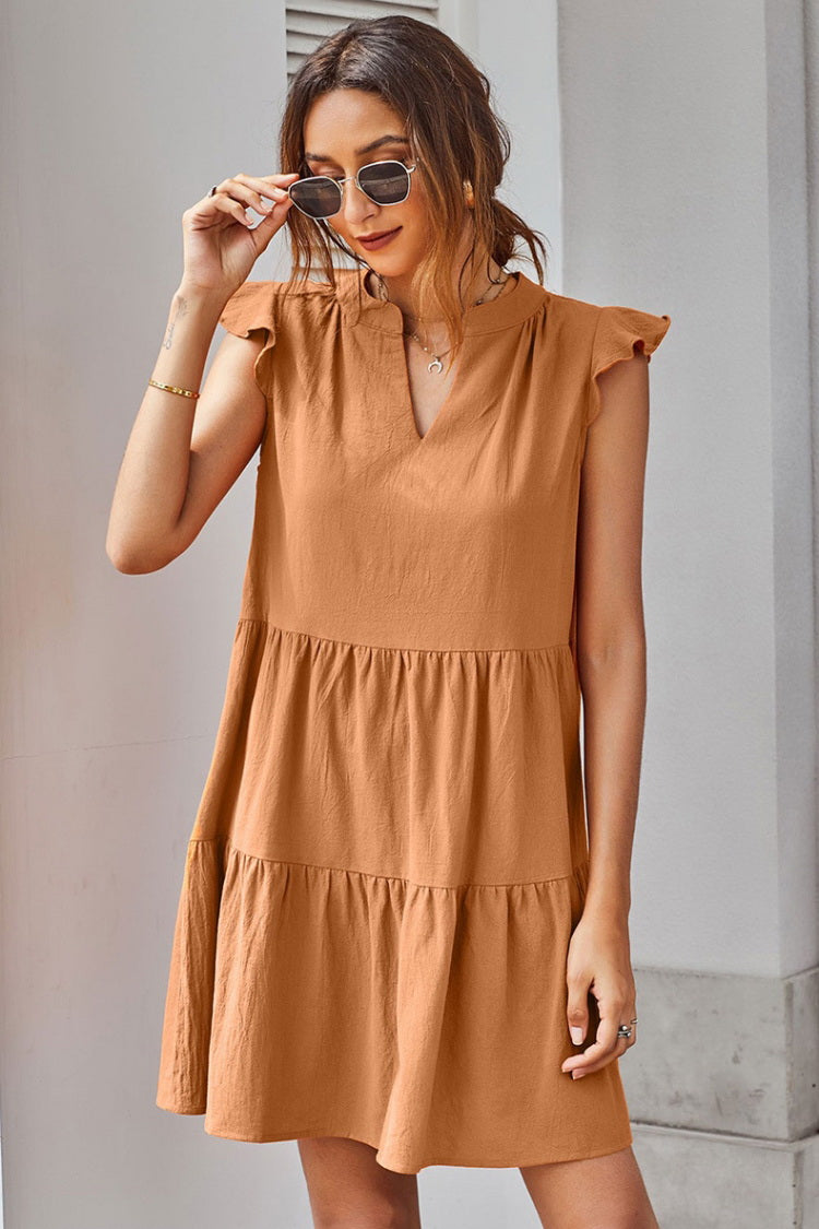 Creamtopmall Pleated Layered Dress