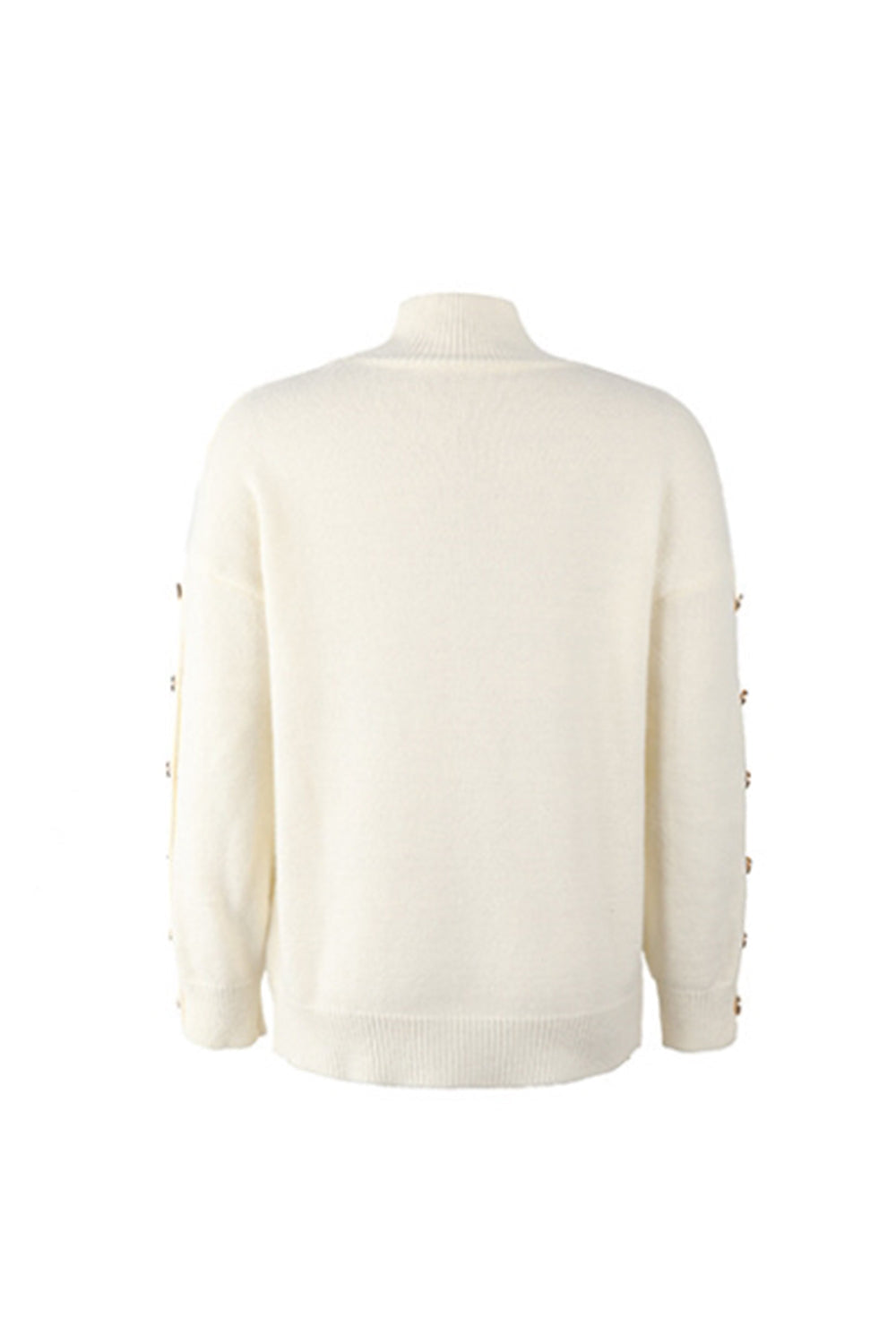 Creamtopmall High Neck Button Knit Sweater