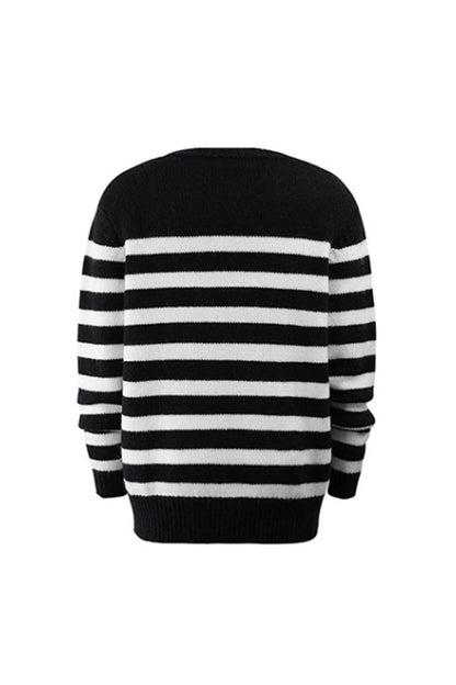 Creamtopmall Contrast Striped Pullover