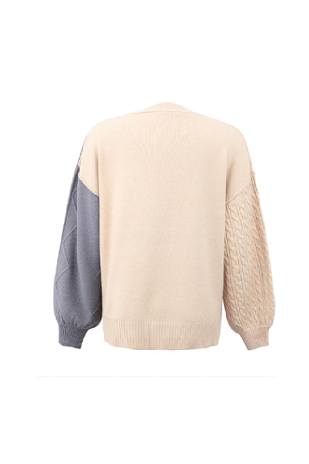 Creamtopmall Contrast Patchwork Twist Lantern Sleeve Sweater