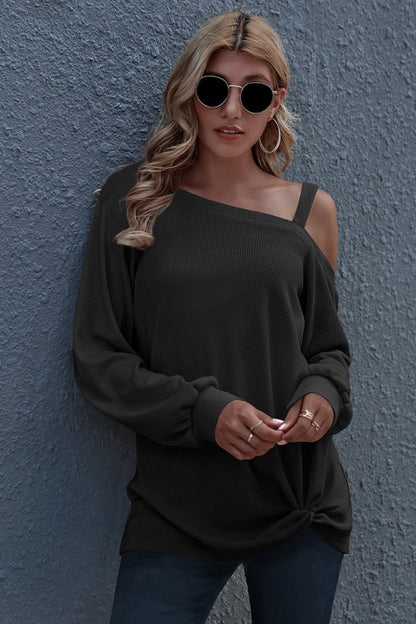 Creamtopmall Off Shoulder Loose Long Sleeve Top