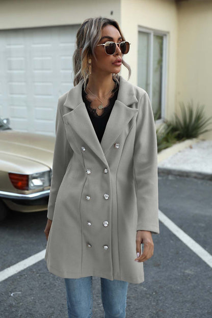 Creamtopmall Long Button Lapel Woolen Coat