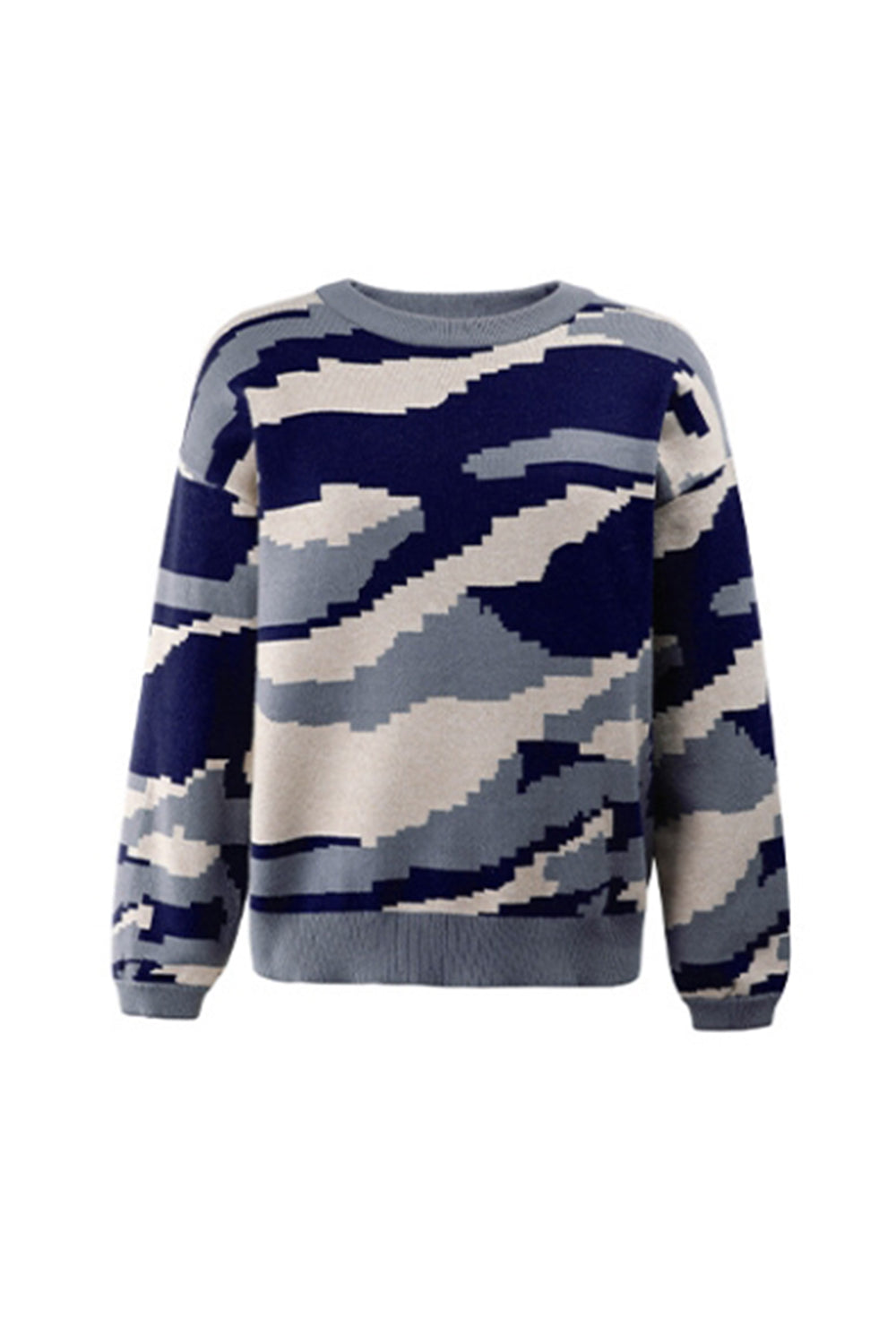 Creamtopmall Round Neck Camouflage Leopard Sweater