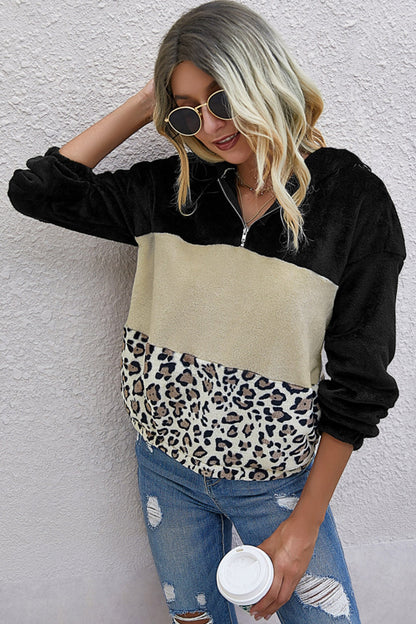 Creamtopmall Leopard Patchwork Plush Sweater