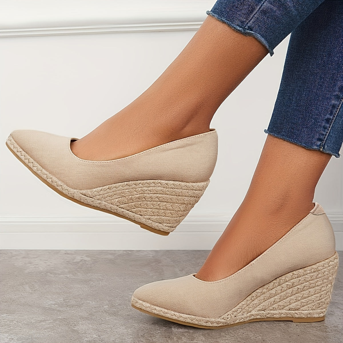 Creamtopmall Slip On Platform Espadrilles Wedge Heels Sandals