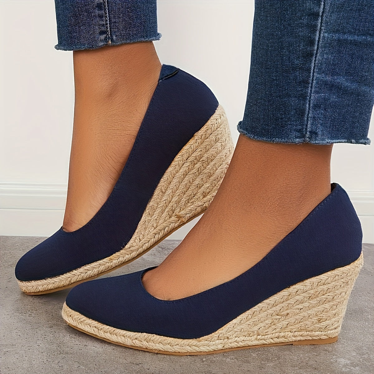 Creamtopmall Slip On Platform Espadrilles Wedge Heels Sandals