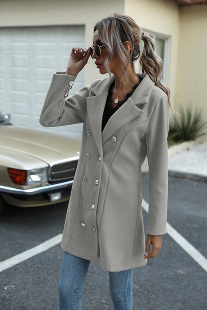 Creamtopmall Long Button Lapel Woolen Coat