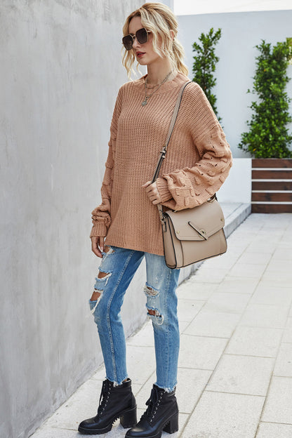 Creamtopmall Large Size Loose Long-Sleeved Knitted Pullover