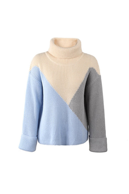 Creamtopmall Contrast Lapel Pullover