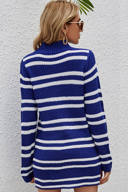 Creamtopmall Striped Contrast Hole Knitted Pullover