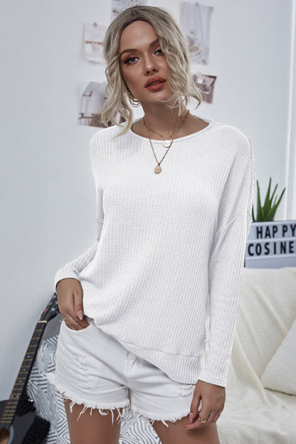 Creamtopmall Round Neck Open Back Sweater