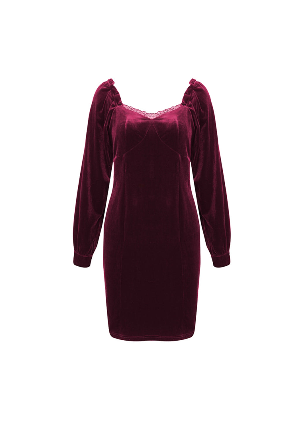 Creamtopmall Slim Long-Sleeved Velour Sheath Dress