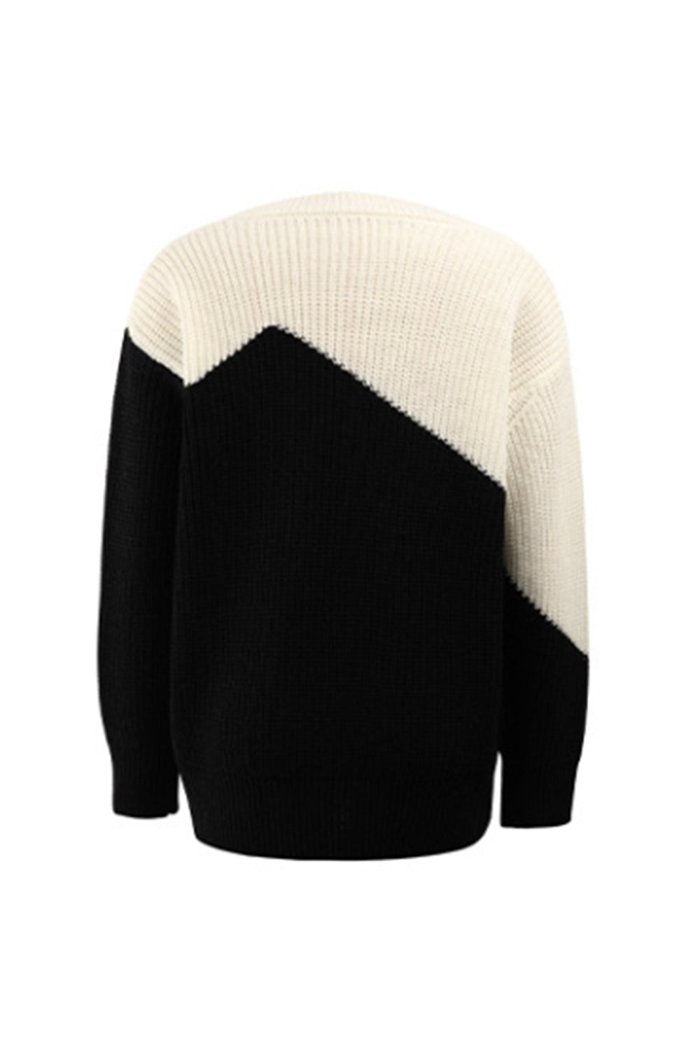 Creamtopmall Round Neck Contrast Patchwork Pullover