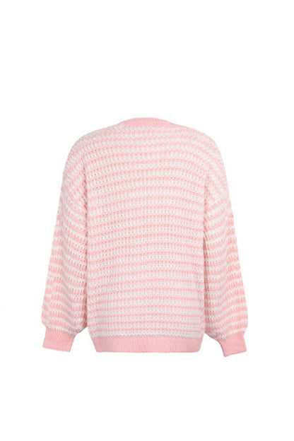 Creamtopmall V-Neck Striped Sweater