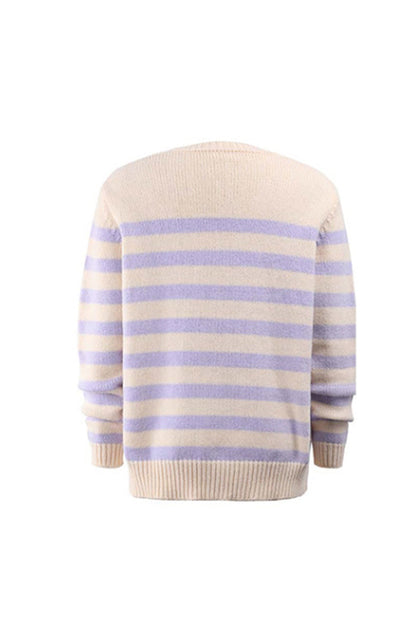 Creamtopmall Contrast Striped Pullover