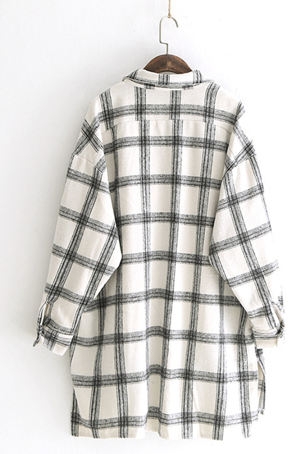 Creamtopmall Lapel Thickening Brushed Plaid Flannel Cardigan