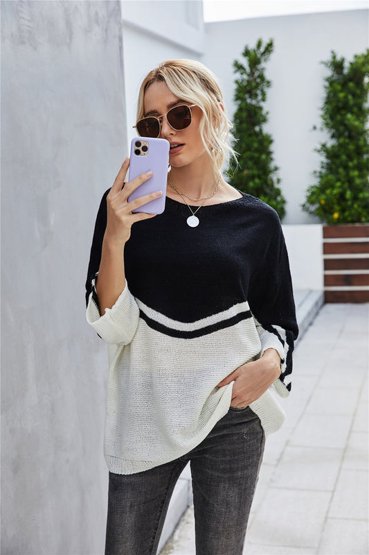 Creamtopmall Knitted Large Size Bat Sleeve Knit Sweater