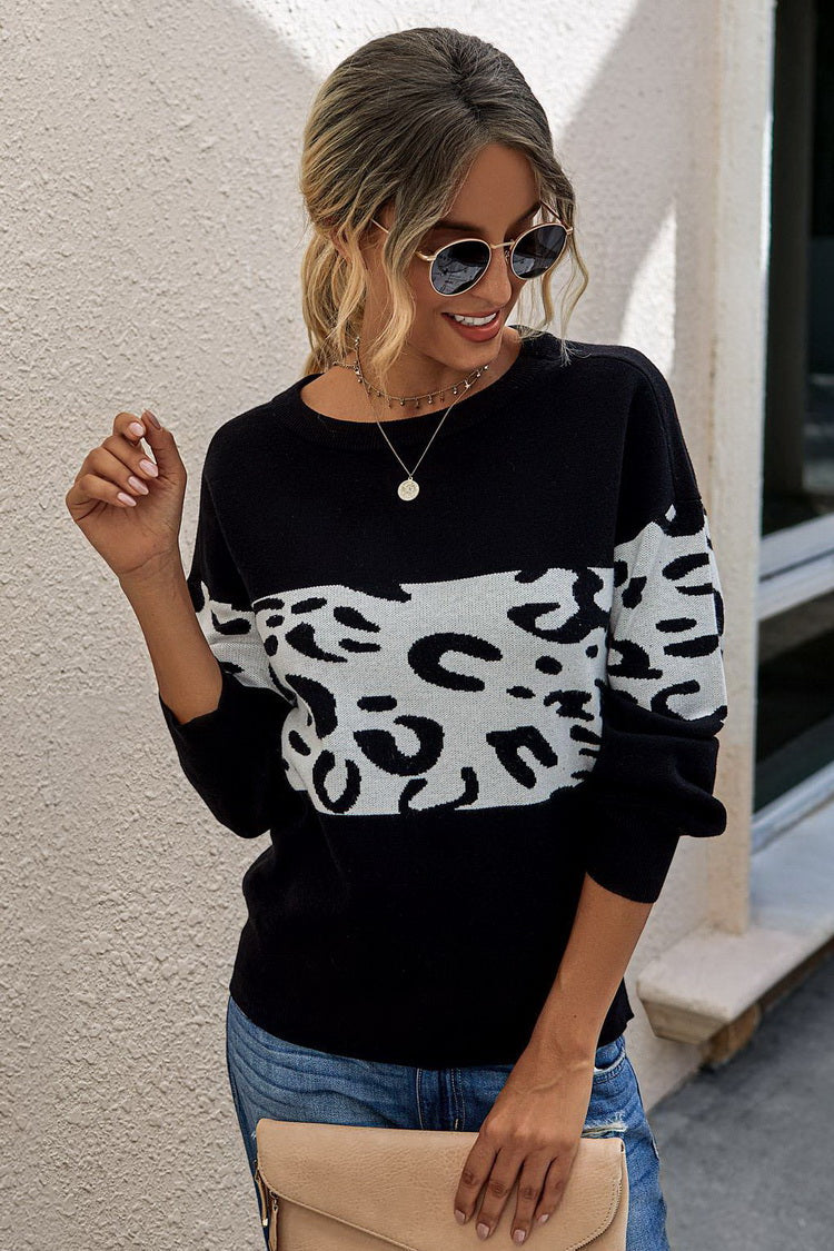 Creamtopmall Leopard Print Turtleneck Sweater