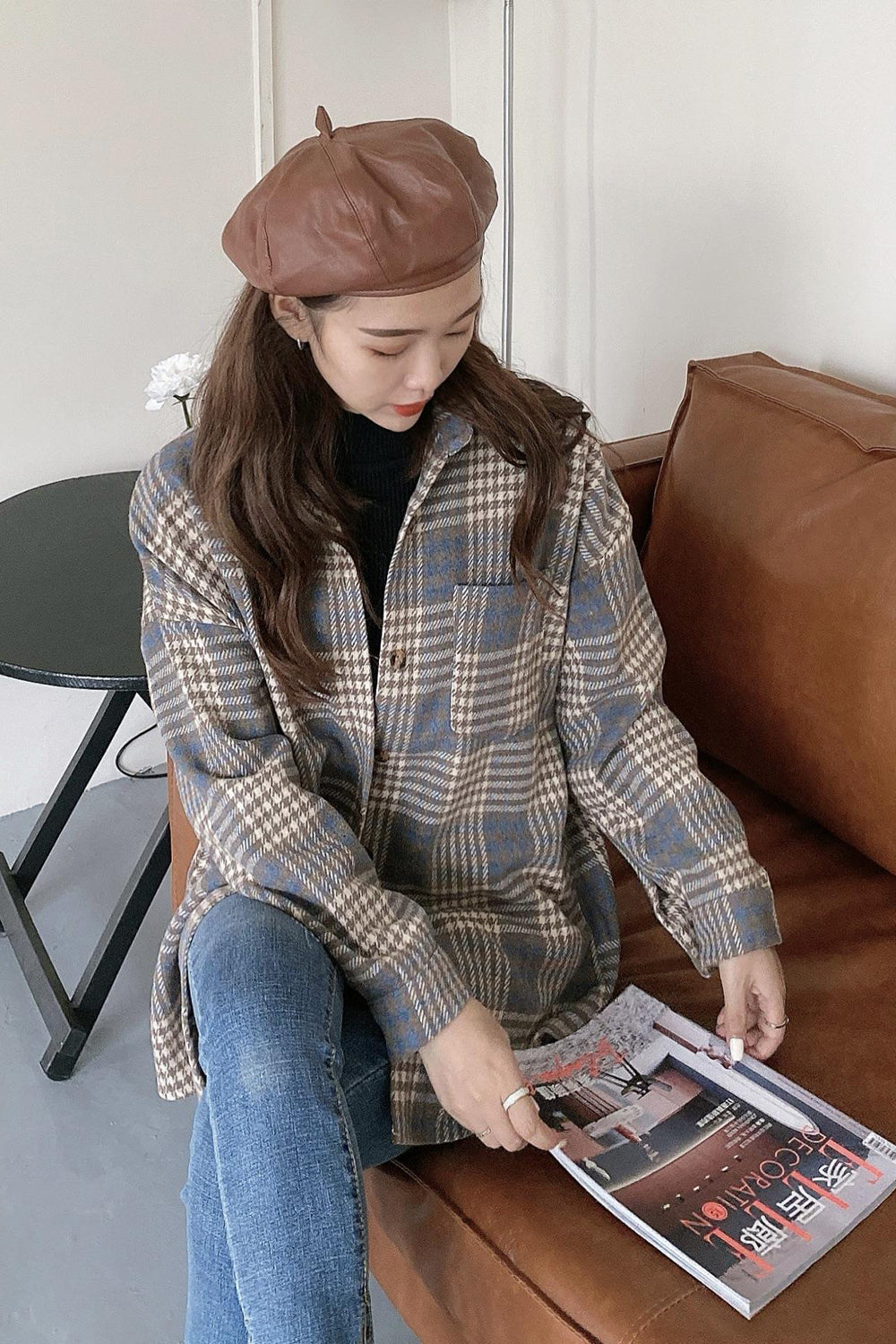 Creamtopmall Plaid Frayed Flannel Shirt