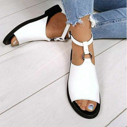 Creamtopmall Leather Buckle Strap Beach Shoes