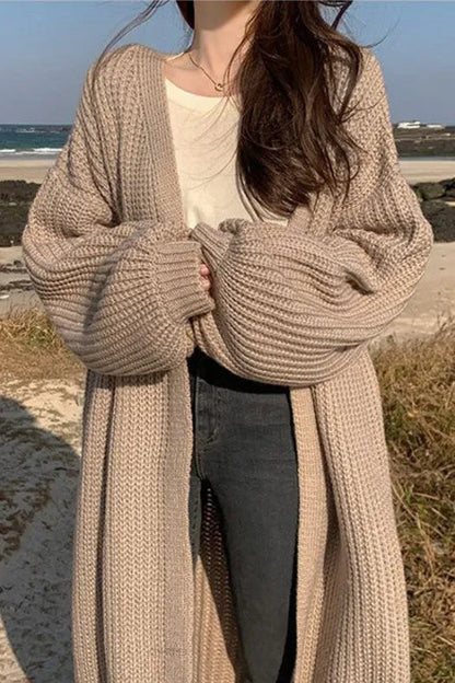 Creamtopmall Vintage Loose Long Knitted Sweater Coat