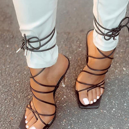 Creamtopmall Ankle Strap Clip Top Thin High Heels Sandals