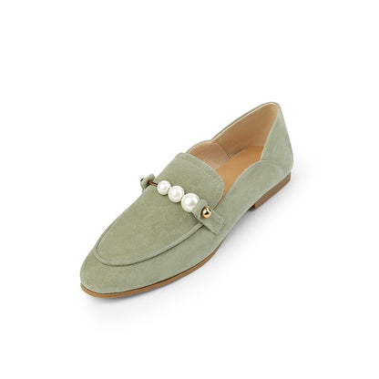 Antmvs Size 34-40 Women Real Leather Flats Shoes Pearl Shallow Casual Ins Style Fashion Loafers Spring Autumn Ladies Footwear