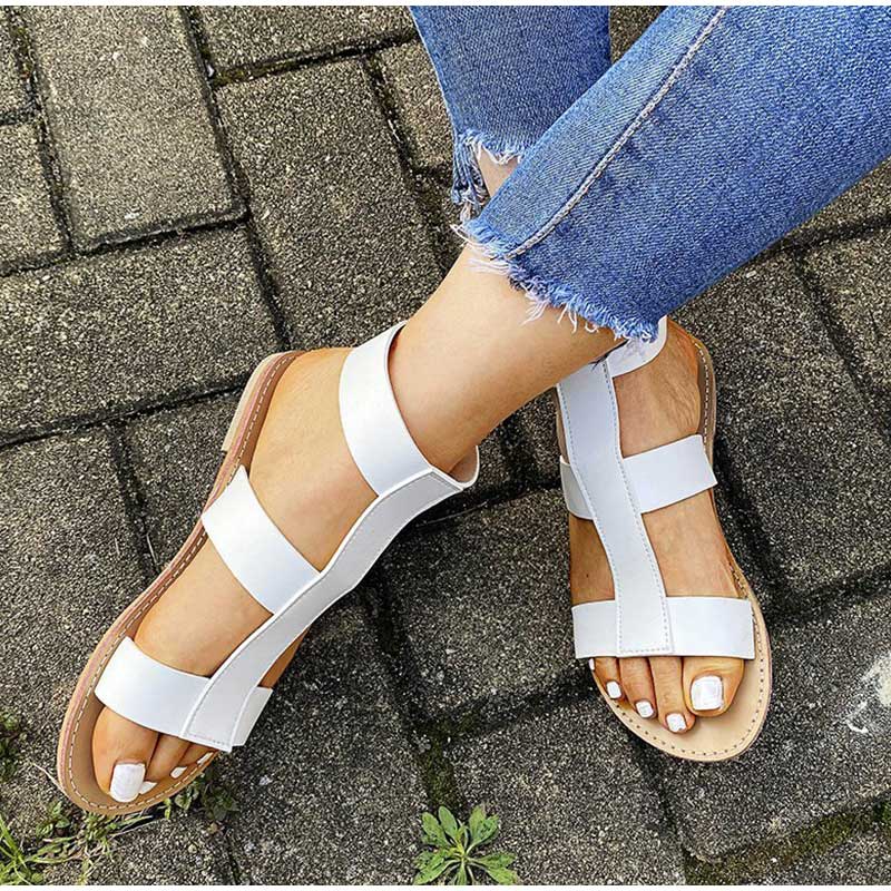 Creamtopmall Ankle Hook & Loop Flat Sandals