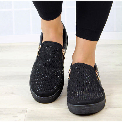 Creamtopmall Crystal Slip On Flat Loafers