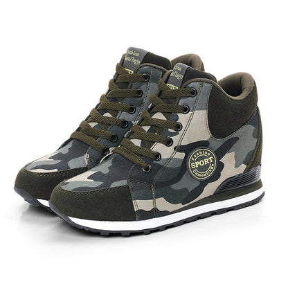 Creamtopmall Height Increase Canvas Camouflage Sneakers