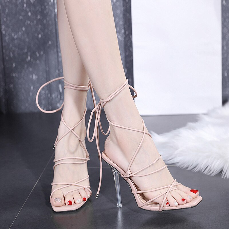 Creamtopmall Ankle Strap Clip Top Thin High Heels Sandals